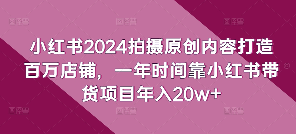 小红书2024拍摄原创内容打造百万店铺，一年时间靠小红书带货项目年入20w+-艾科轻创网