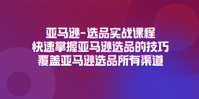 （11620期）亚马逊-选品实战课程，快速掌握亚马逊选品的技巧，覆盖亚马逊选品所有渠道-艾科轻创网