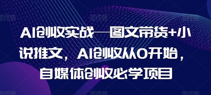 AI创收实战—图文带货+小说推文，AI创收从0开始，自媒体创收必学项目-艾科轻创网