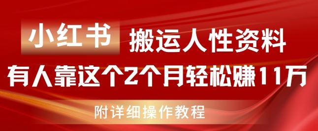 小红书搬运人性资料，有人靠这个2个月轻松赚11w，附教程【揭秘】-艾科轻创网