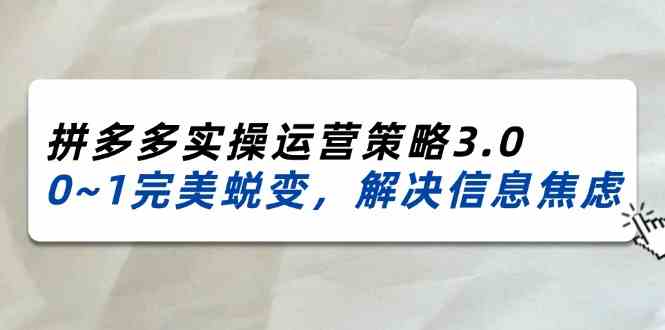 2024-2025拼多多实操运营策略3.0，0~1完美蜕变，解决信息焦虑（38节）-艾科轻创网
