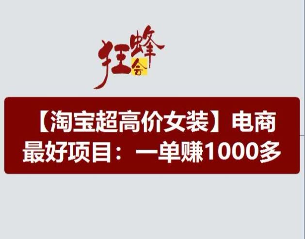 淘宝超高价女装项目，电商最好赛道，一单赚1000多-艾科轻创网