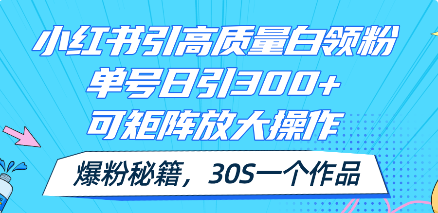 （11692期）小红书引高质量白领粉，单号日引300+，可放大操作，爆粉秘籍！30s一个作品-艾科轻创网