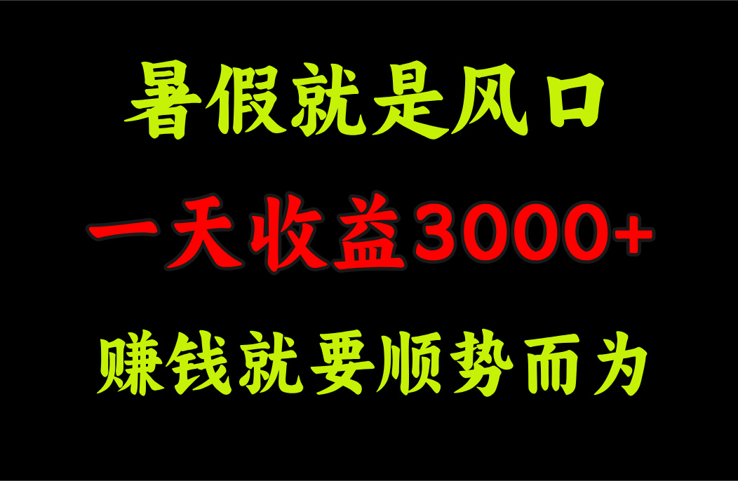 （11670期）一天收益3000+ 赚钱就是顺势而为，暑假就是风口-艾科轻创网