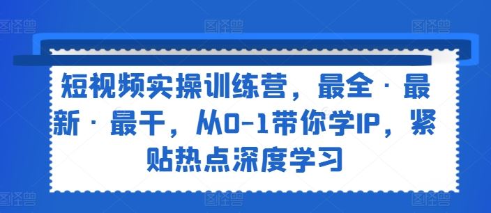 短视频实操训练营，最全·最新·最干，从0-1带你学IP，紧贴热点深度学习-艾科轻创网
