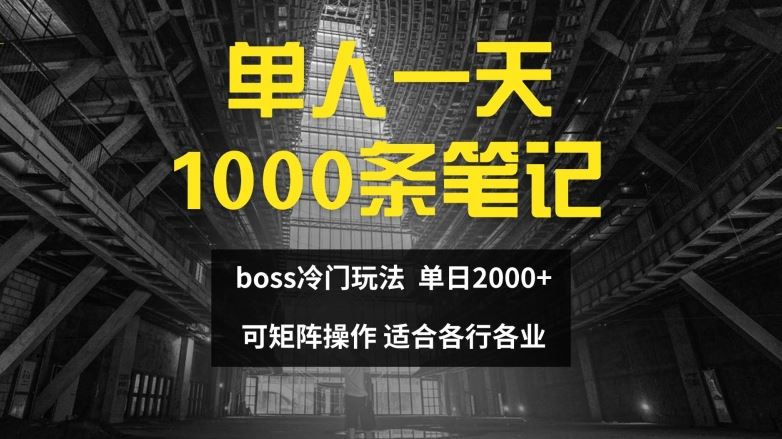 单人一天1000条笔记，日入2000+，BOSS直聘的正确玩法【揭秘】-艾科轻创网