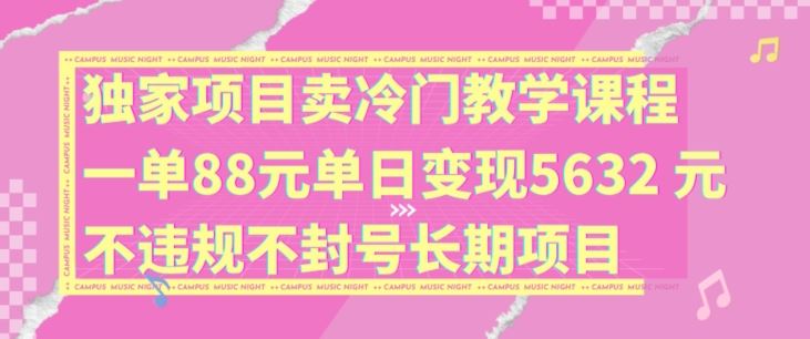 独家项目卖冷门教学课程一单88元单日变现5632元违规不封号长期项目【揭秘】-艾科轻创网