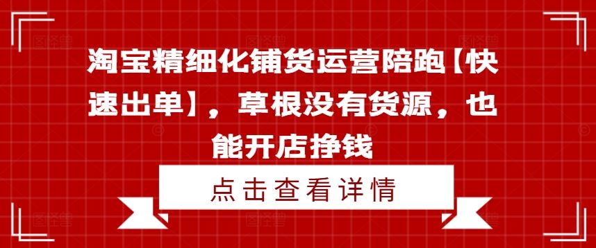 淘宝精细化铺货运营陪跑【快速出单】，草根没有货源，也能开店挣钱-艾科轻创网
