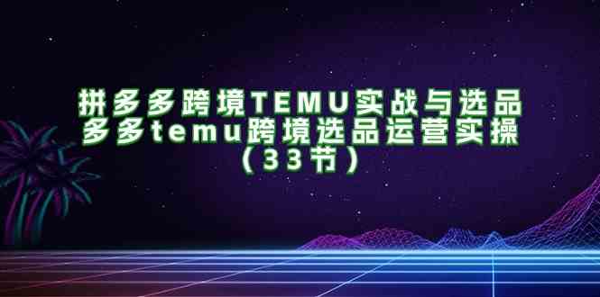 拼多多跨境TEMU实战与选品，多多temu跨境选品运营实操（33节）-艾科轻创网