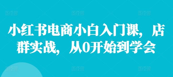 小红书电商小白入门课，店群实战，从0开始到学会-艾科轻创网