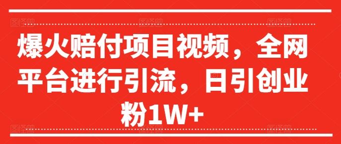 爆火赔付项目视频，全网平台进行引流，日引创业粉1W+【揭秘】-艾科轻创网