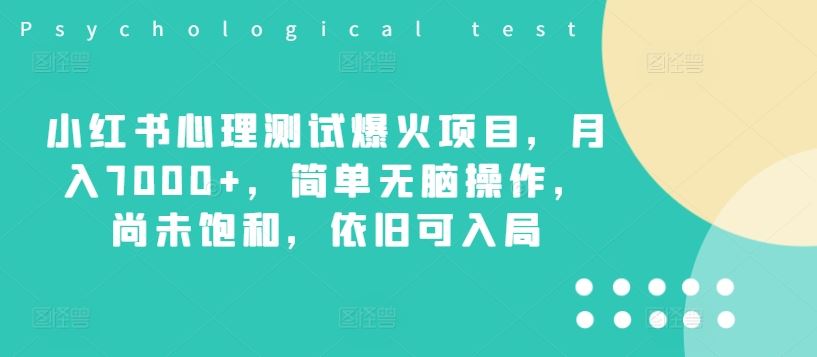 小红书心理测试爆火项目，月入7000+，简单无脑操作，尚未饱和，依旧可入局-艾科轻创网