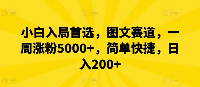 小白入局首选，图文赛道，一周涨粉5000+，简单快捷，日入200+-艾科轻创网