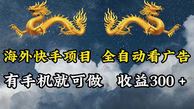 （12175期）海外快手项目，利用工具全自动看广告，每天轻松 300+-艾科轻创网