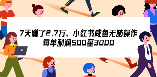 （12192期）7天收了2.7万，小红书咸鱼无脑操作，每单利润500至3000-艾科轻创网