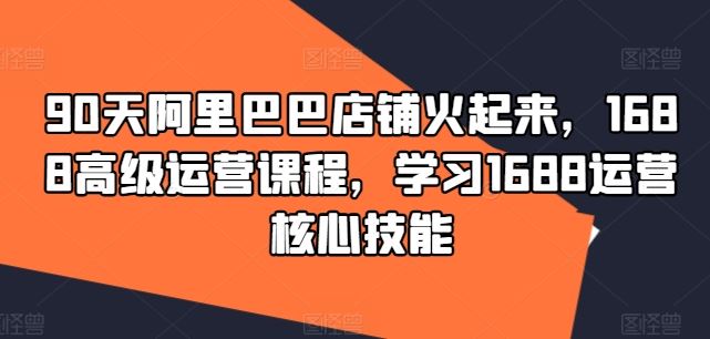 90天阿里巴巴店铺火起来，1688高级运营课程，学习1688运营核心技能-艾科轻创网