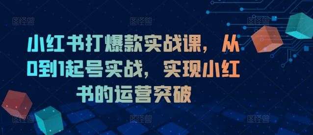 小红书打爆款实战课，从0到1起号实战，实现小红书的运营突破-艾科轻创网