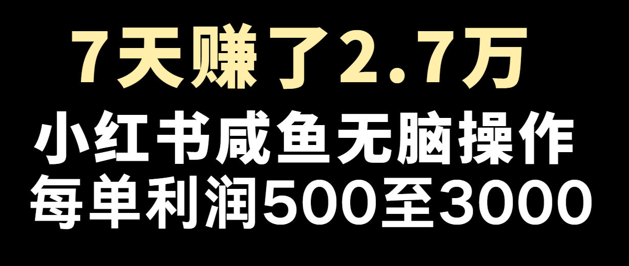 七天赚了2.7万！每单利润最少500+，轻松月入5万+小白有手就行-艾科轻创网