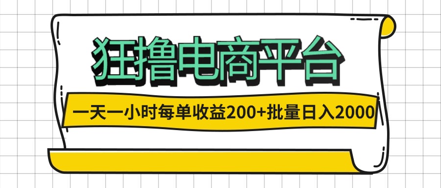 （12463期）一天一小时 狂撸电商平台 每单收益200+ 批量日入2000+-艾科轻创网
