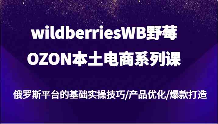 wildberriesWB野莓/OZON本土电商系列课，俄罗斯平台的基础实操技巧/产品优化/爆款打造-艾科轻创网