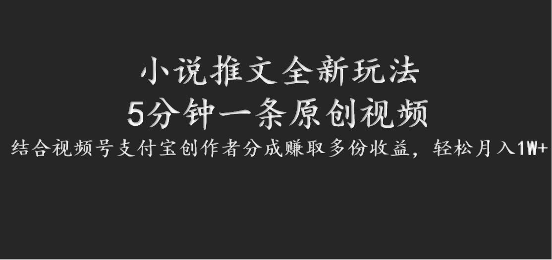 小说推文全新玩法，5分钟一条原创视频，结合视频号支付宝创作者分成赚取多份收益-艾科轻创网