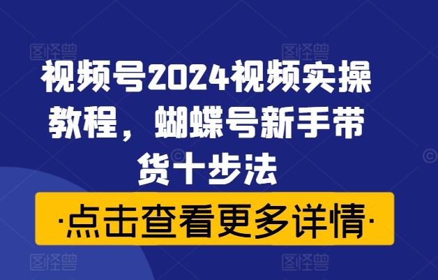 视频号2024视频实操教程，蝴蝶号新手带货十步法-艾科轻创网