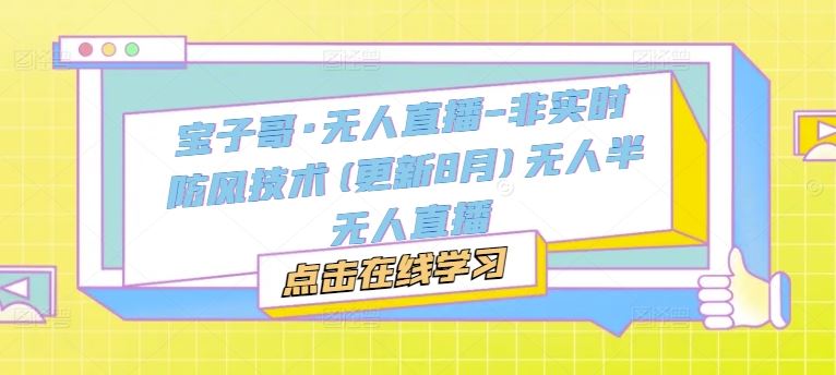 宝子哥·无人直播-非实时防风技术(更新9月)无人半无人直播-艾科轻创网