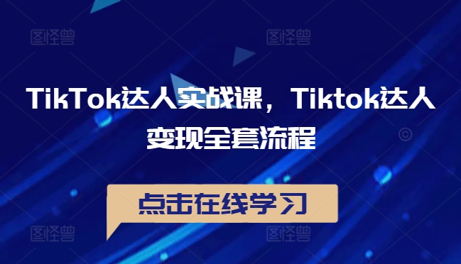 TikTok达人实战课，Tiktok达人变现全套流程-艾科轻创网