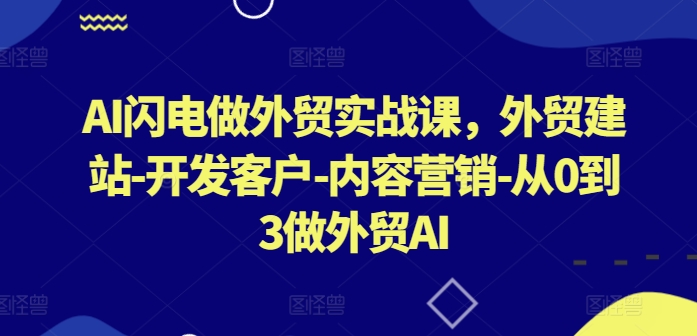 AI闪电做外贸实战课，​外贸建站-开发客户-内容营销-从0到3做外贸AI(更新)-艾科轻创网