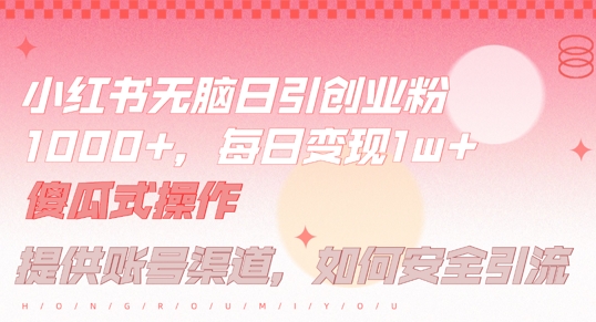小红书无脑每日引流创业粉500+，小白每天只花半小时，躺赚长尾收益【揭秘】-艾科轻创网