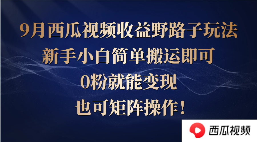 西瓜视频收益野路子玩法，新手小白简单搬运即可，0粉就能变现，也可矩…-艾科轻创网